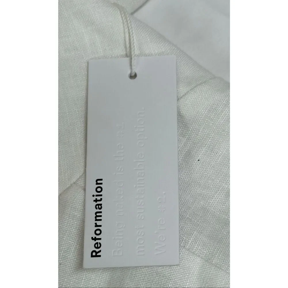 Reformation Rory linen puff sleeve top in White NWT Size 8